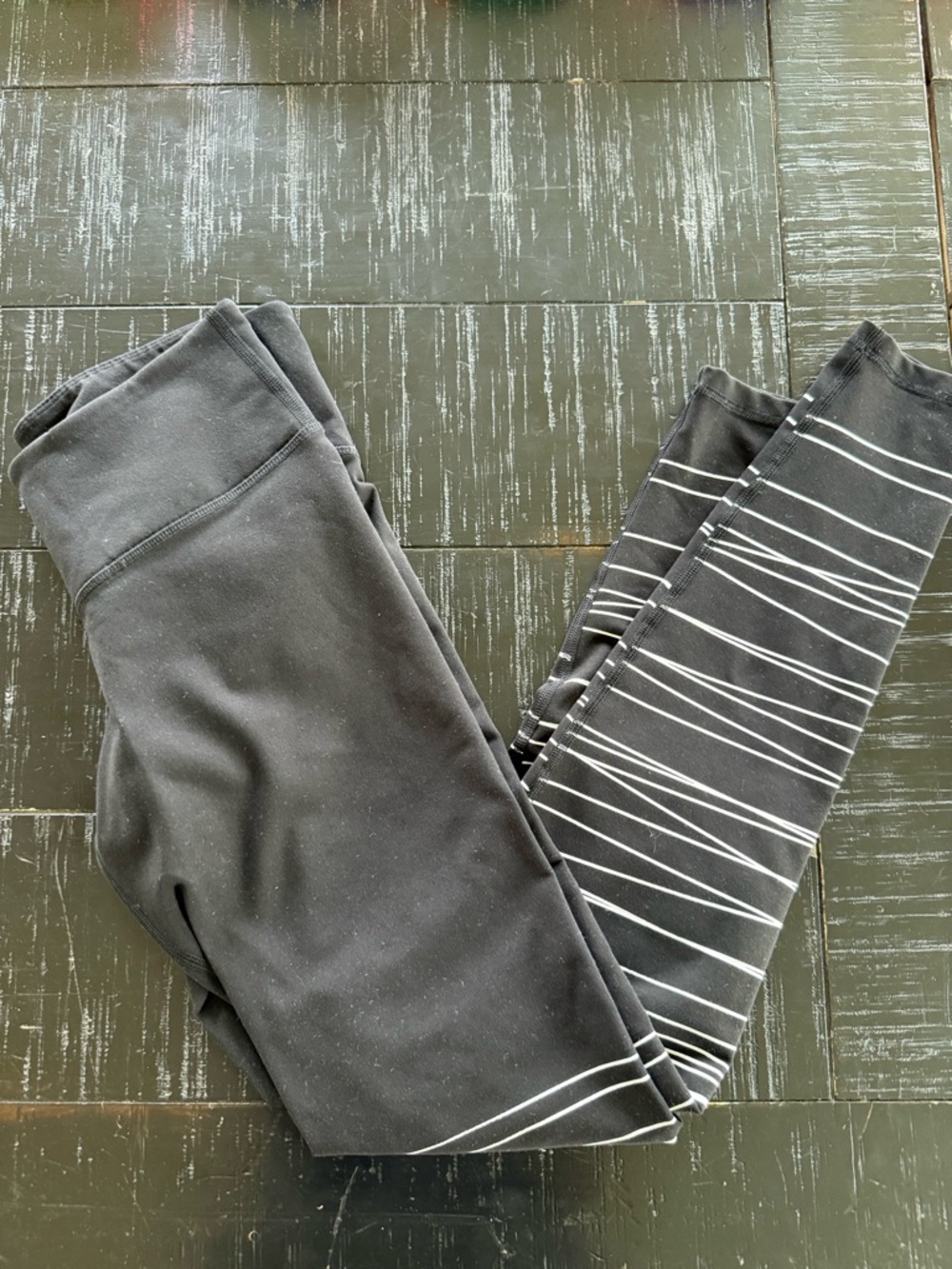 Old Navy Black Leggings with White Stripe Detail